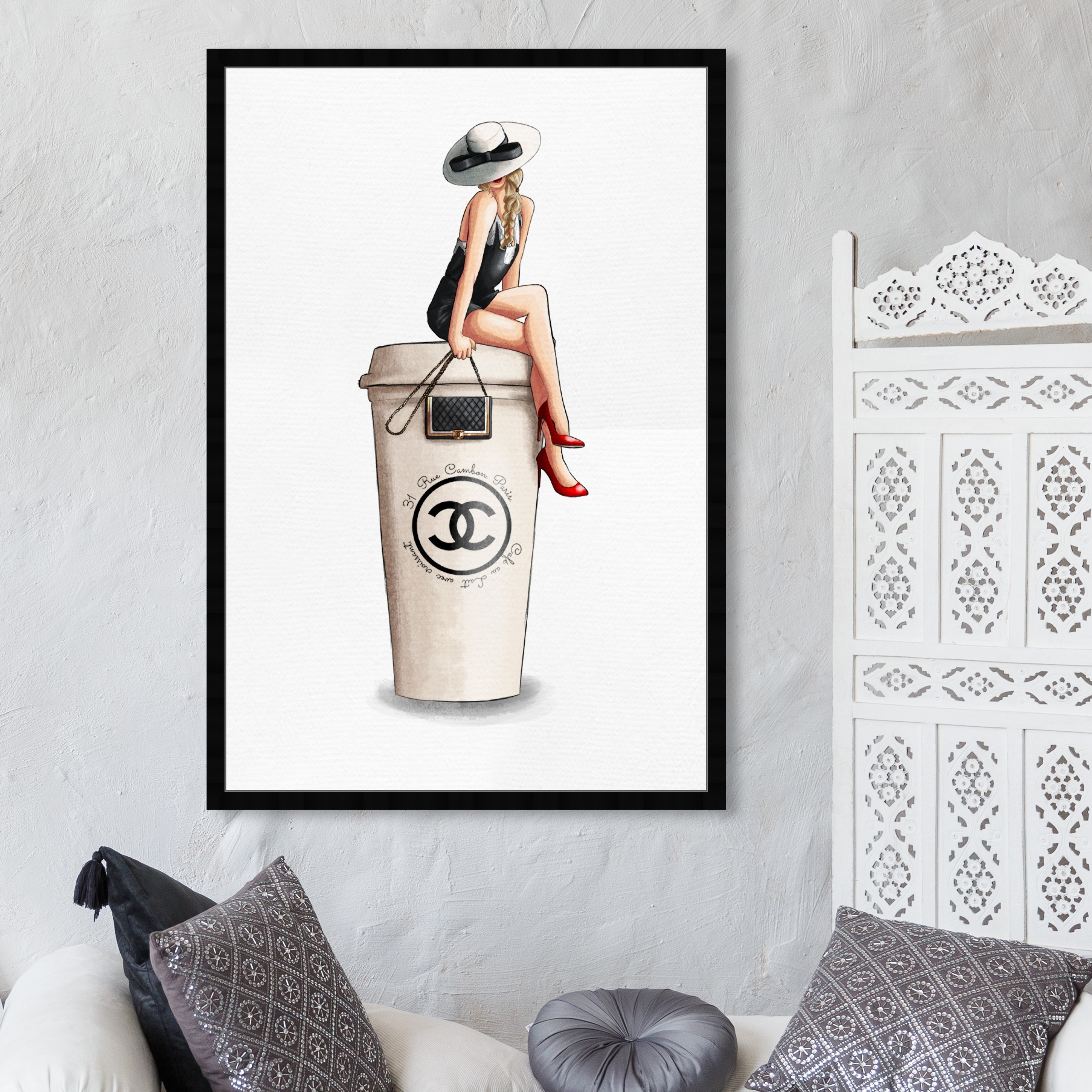 Oliver Gal 'Cafe Au Lait Cambon' Fashion and Glam Framed Wall Art
