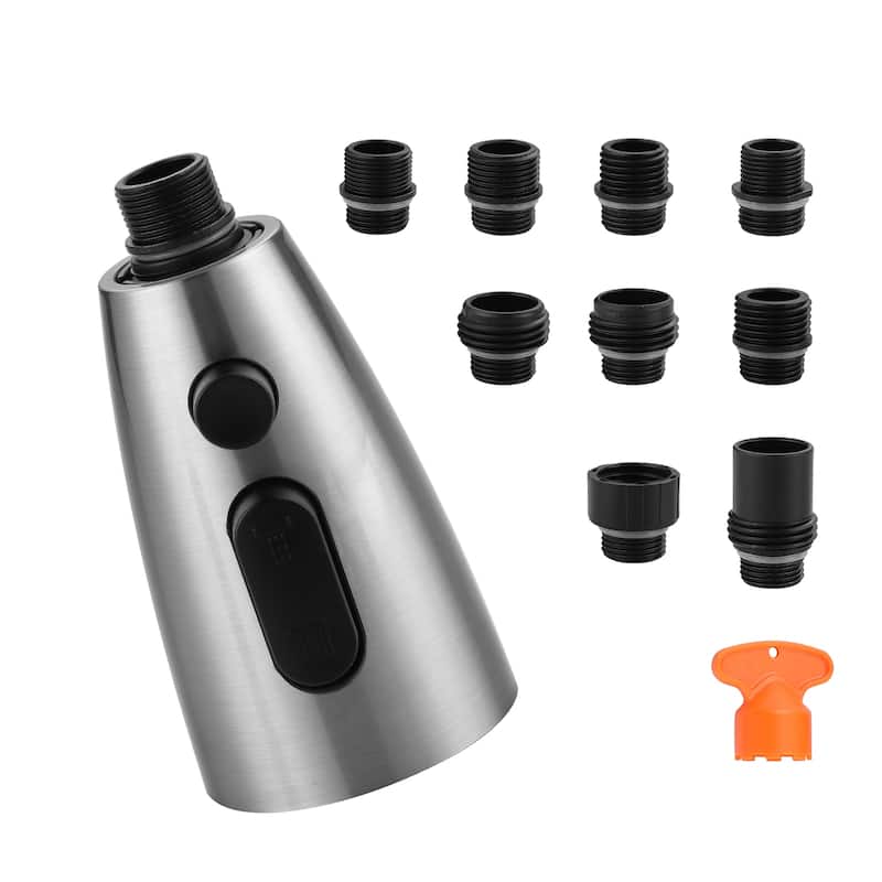 WOWOW 3 Function Kitchen Faucets Head Replacement with 9-Adapters - Brushed Nickel