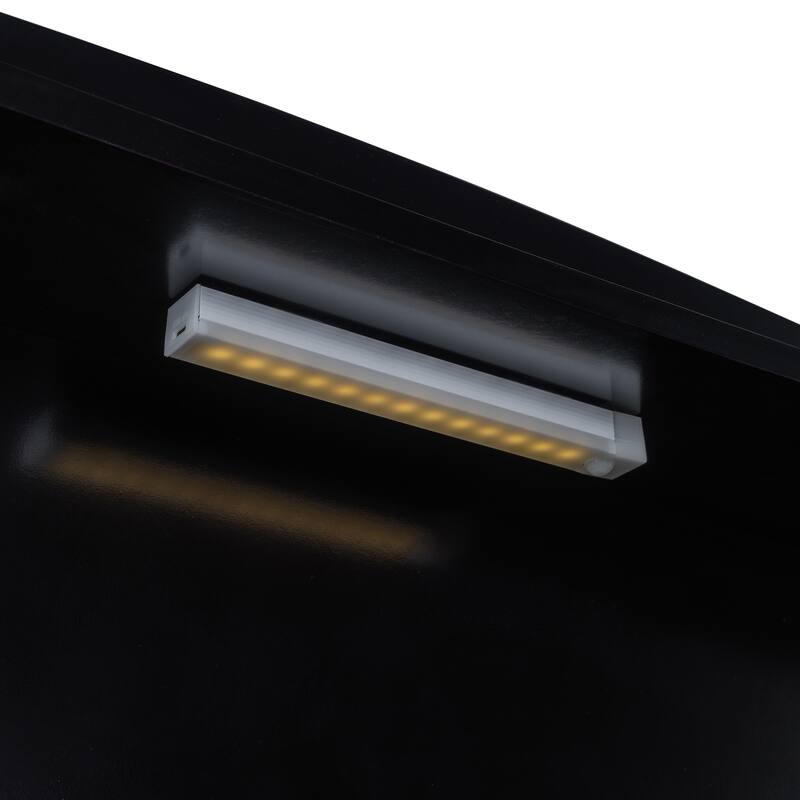 Full Size Espresso Wooden Bed with LED Night Light, Trundle, and Under-Bed Storage Drawers