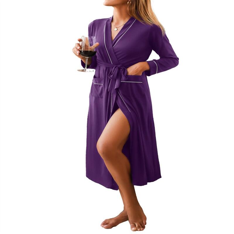 Women Kimono Robes Full Length - Deep Purple