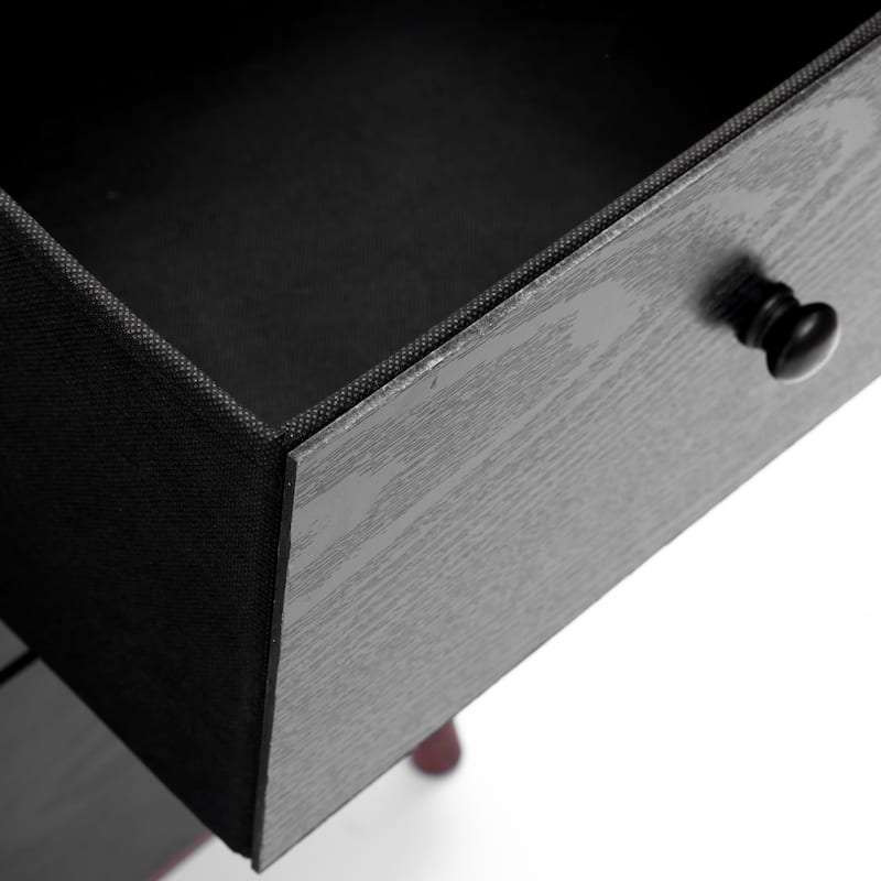 Black Manufactured Wood 6-Drawer Accent Chest with Brown Accents