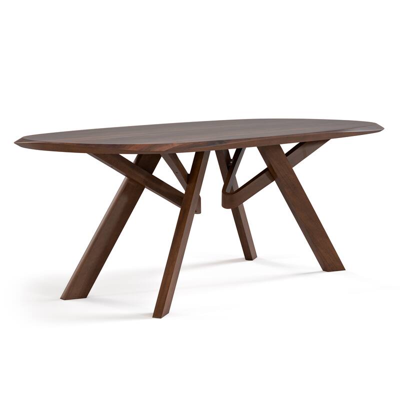 Furniture of America Abigail VI Mid-Century Modern Handfinished Solid Wood 83-inch Oval Dining Table