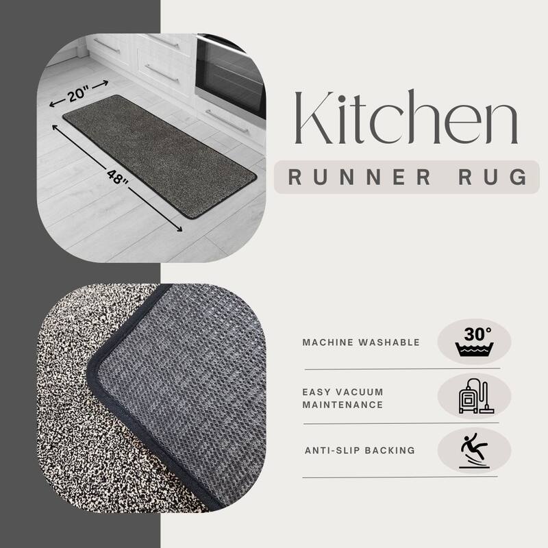 Luxurious Speckled Kitchen Runner Rug - 20x48 Inches, Super Absorbent & Soft - 48"L x 20"W x 2/8"H