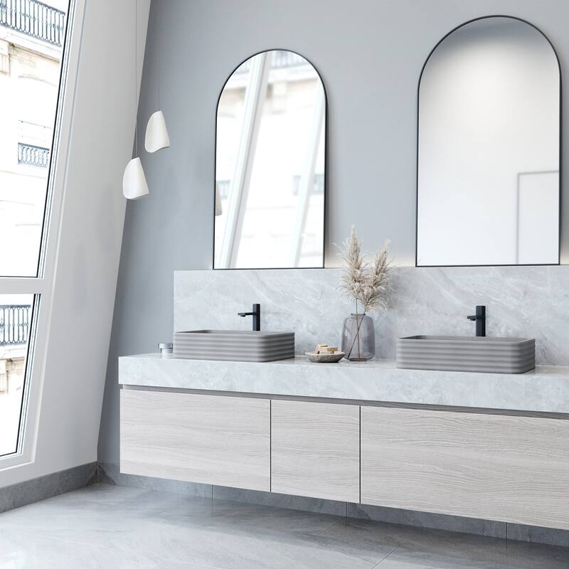 VIGO Cadman 21"L x 14"W x 5"H Concreto Stone Rectangular Bathroom Vessel Sink
