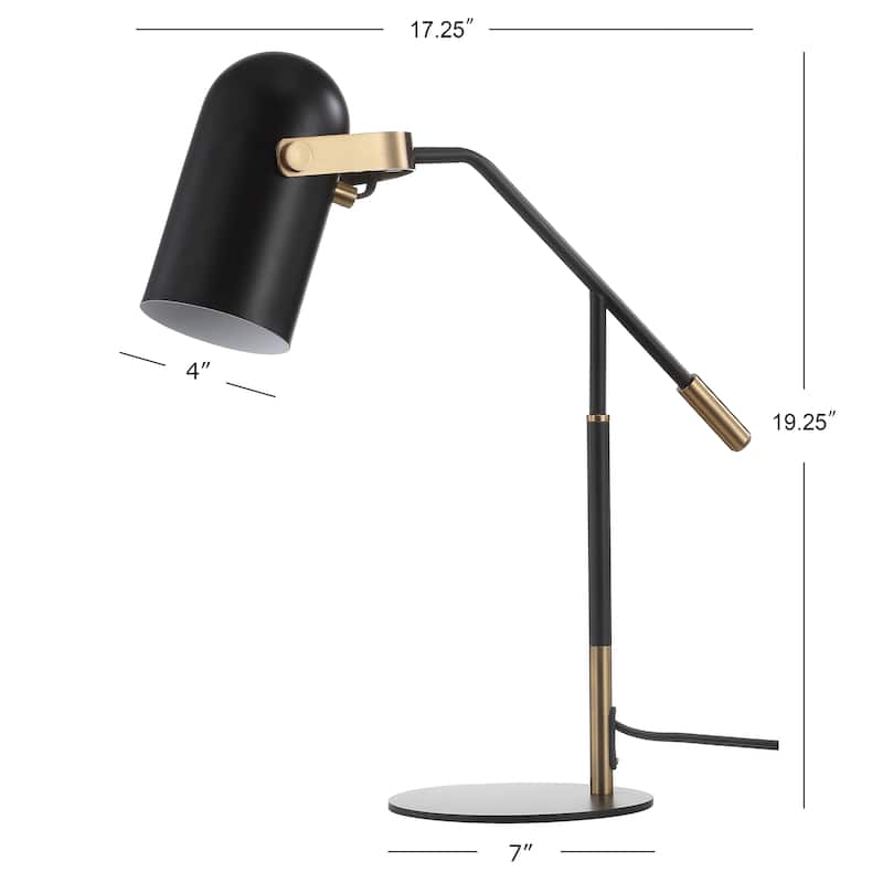 Edison 19.25" Metal LED Task Lamp, Black/Brass Gold by JONATHAN Y