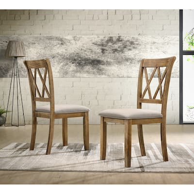 Roundhill Furniture Windvale Upholstered Cross-back Dining Chair, Set of 2