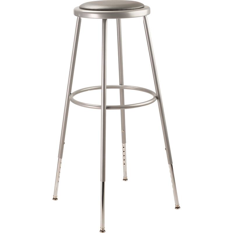 NPS 32 -39" Height Adjustable Heavy Duty Vinyl Padded Steel Stool, Grey