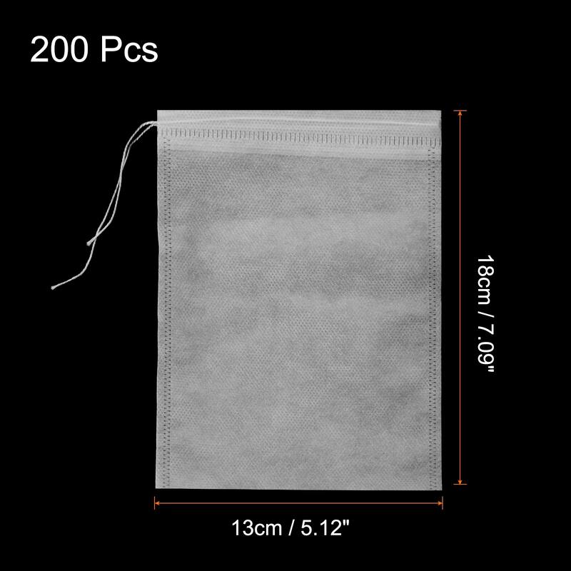 200 Pcs Disposable Tea Bags for Loose Leaf Tea, Tea Filter Bags - White - 7.1" x 5.1"