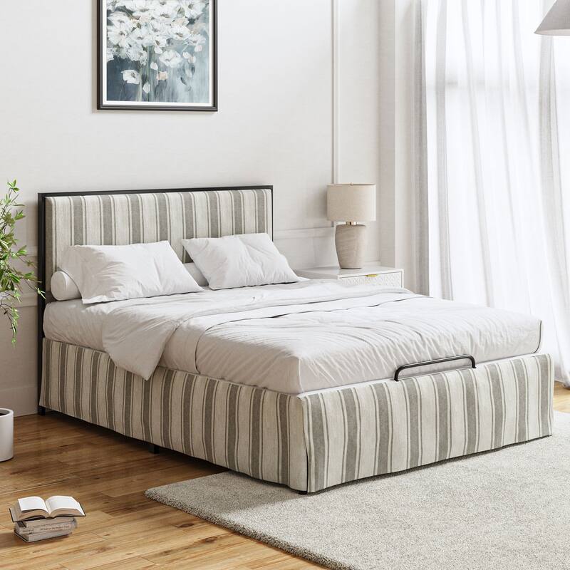 Oliver Modern Washable Slipcover Bed Upholstered Metal by HULALA HOME