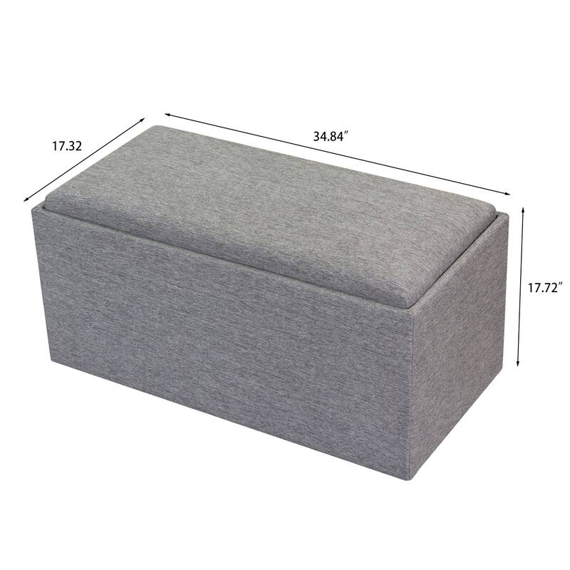 Adeco 35" Linen Storage Ottoman Bench with Reversible Tray - 34.8“X17.3"X17.7"