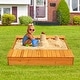 preview thumbnail 2 of 3, Kids Outdoor Playset Backyard Cedar Sandbox - Natural - 49" x 47.5" x 7" (L x W x H)