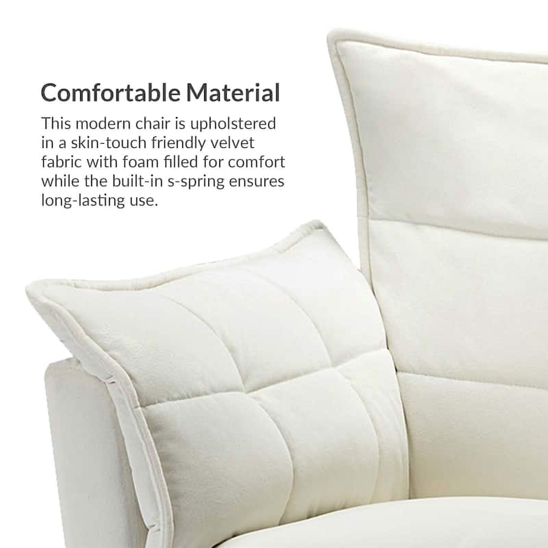 1ida Modern Velvet Tufted Accent Armchair with Gold Metal Legs Set of 2 by HULALA HOME