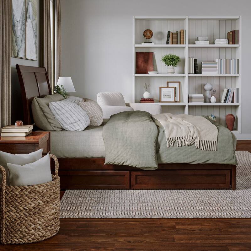 Andorra Platform Bed with Panel Footboard and Storage Drawers