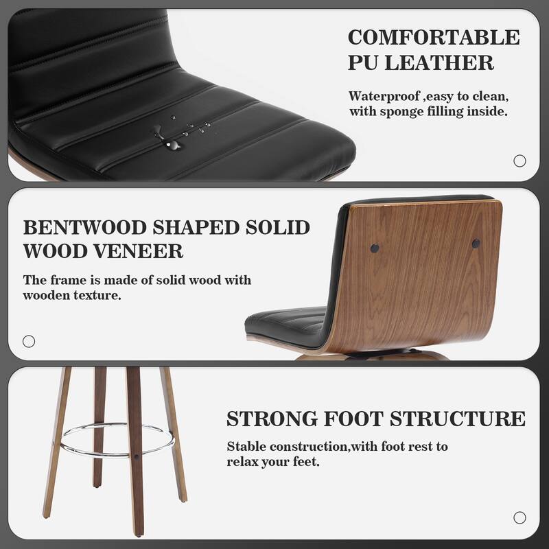 Faux Leather Upholstered Swivel Bar Stools, Counter Stool