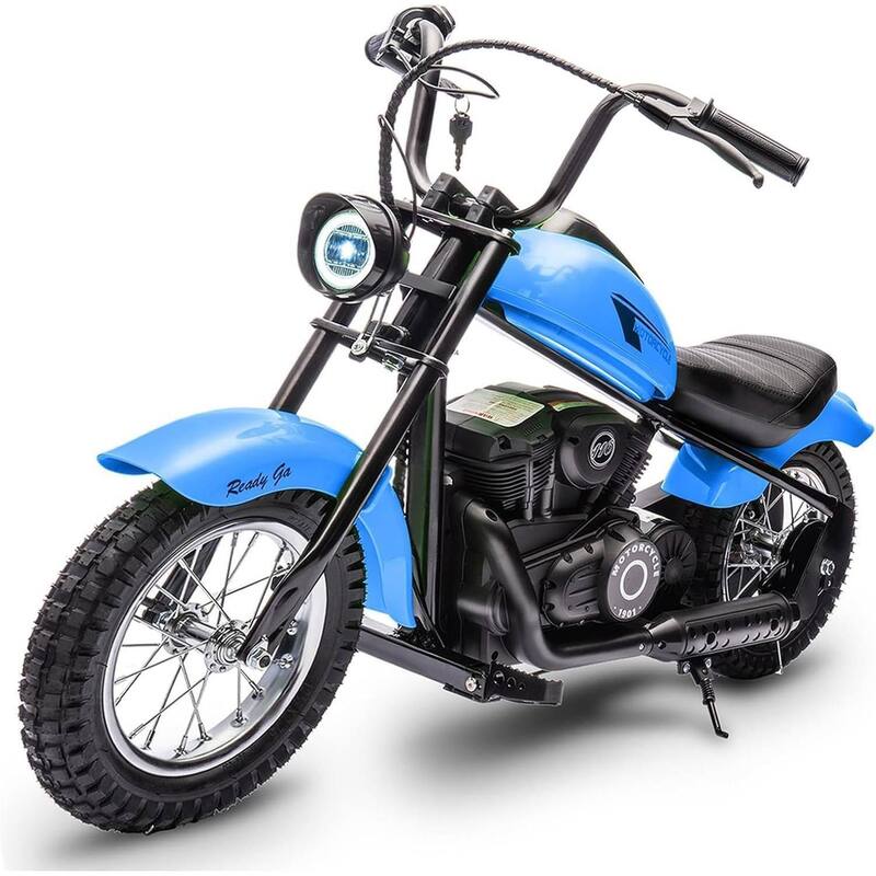 Electric Off-Road Motorcycle, Ride on Toy Dirt Bike for 13+ Kids Best Gift - Blue