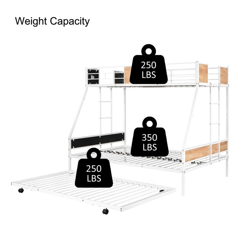 Metal Twin over Full Bunk Bed with Trundle