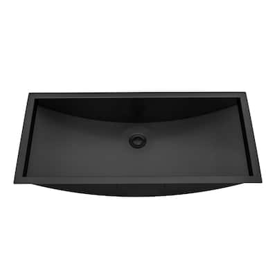 Ruvati 30 x 14 inch Gunmetal Black Stainless Steel Rectangular Bathroom Sink Undermount - RVH6120BL