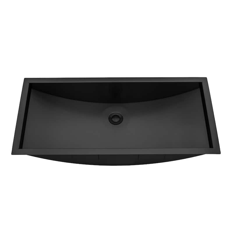 Ruvati 34 x 14 inch Gunmetal Black Stainless Steel Rectangular Bathroom Sink Undermount - RVH6134BL