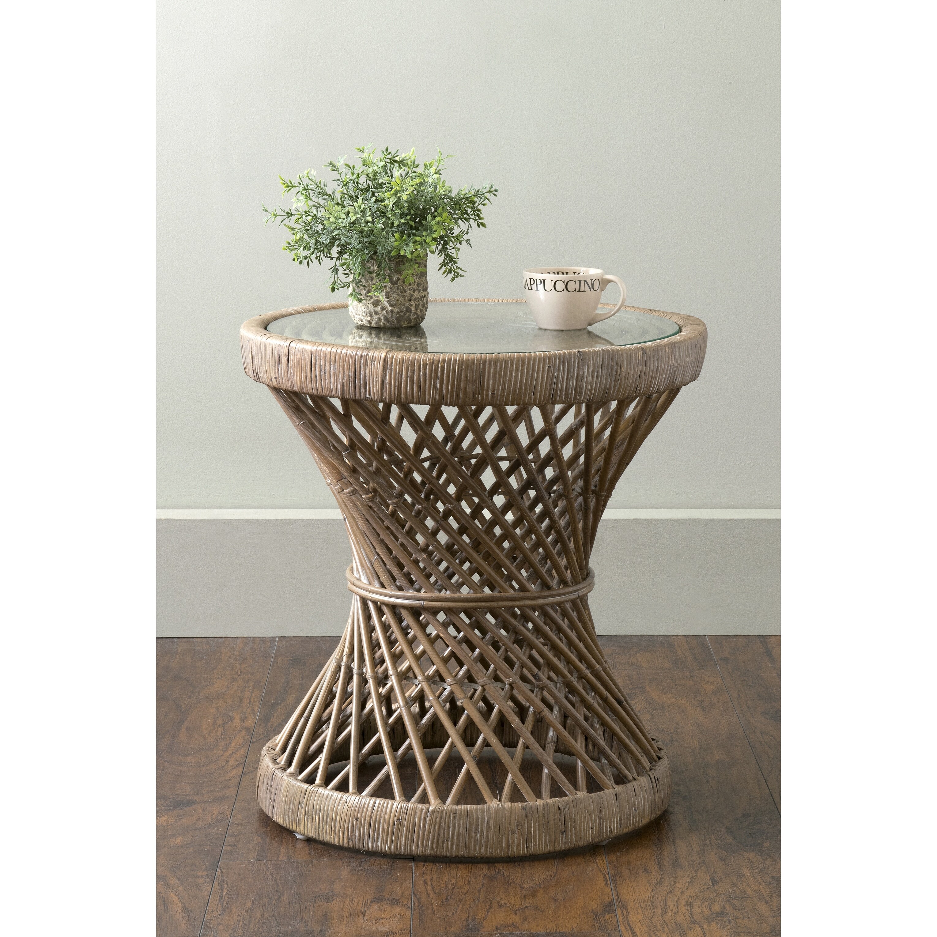 Rattan accent table cheap