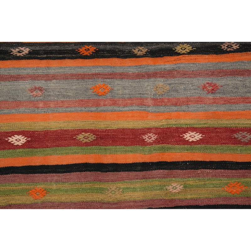 Hand Woven Oriental 100% Wool Carpet Southwestern Tribal Multi-Colored Kilim Area Rug - 11' 5'' X 6' 2''