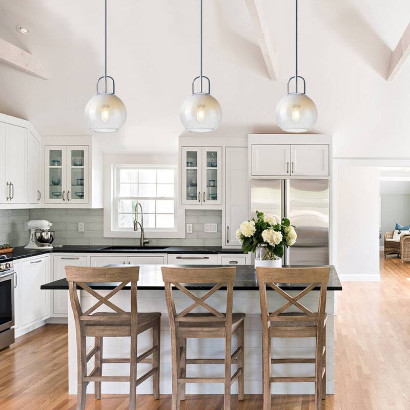 1-Light Pendant Light with Glass Shade for Bedroom Dining Room Kitchen - Chrome