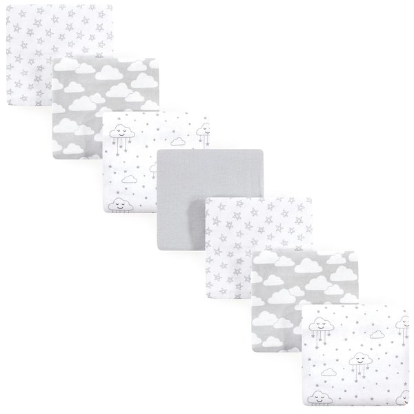 slide 1 of 1, Hudson Baby Infant Cotton Flannel Receiving Blankets Bundle, Gray Clouds, One Size - Gray Clouds - One Size One Size - Gray Clouds