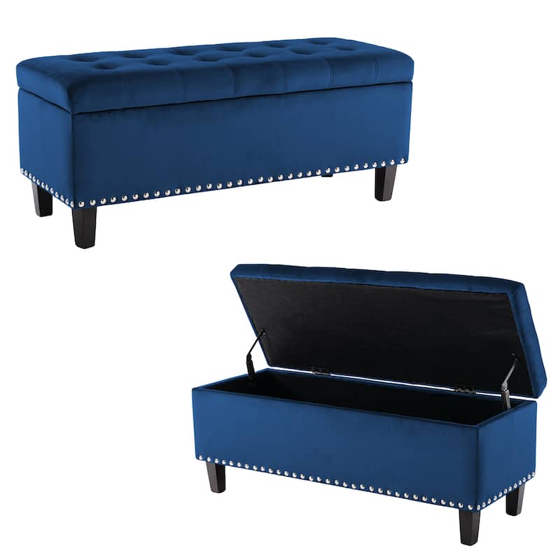 41" Storage Ottoman Tufted Upholstered Rectangle End of Bed Bench