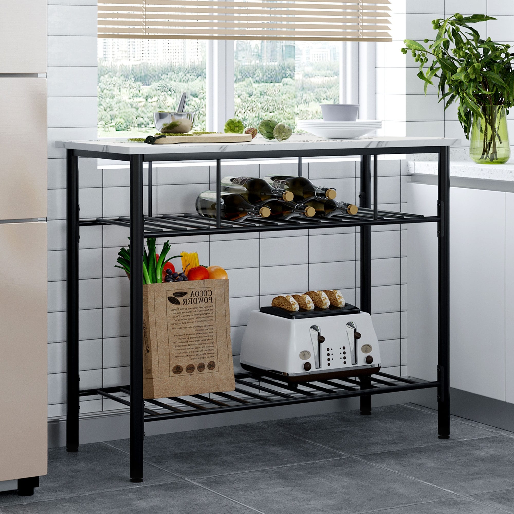 Rustic kitchen prep outlet table