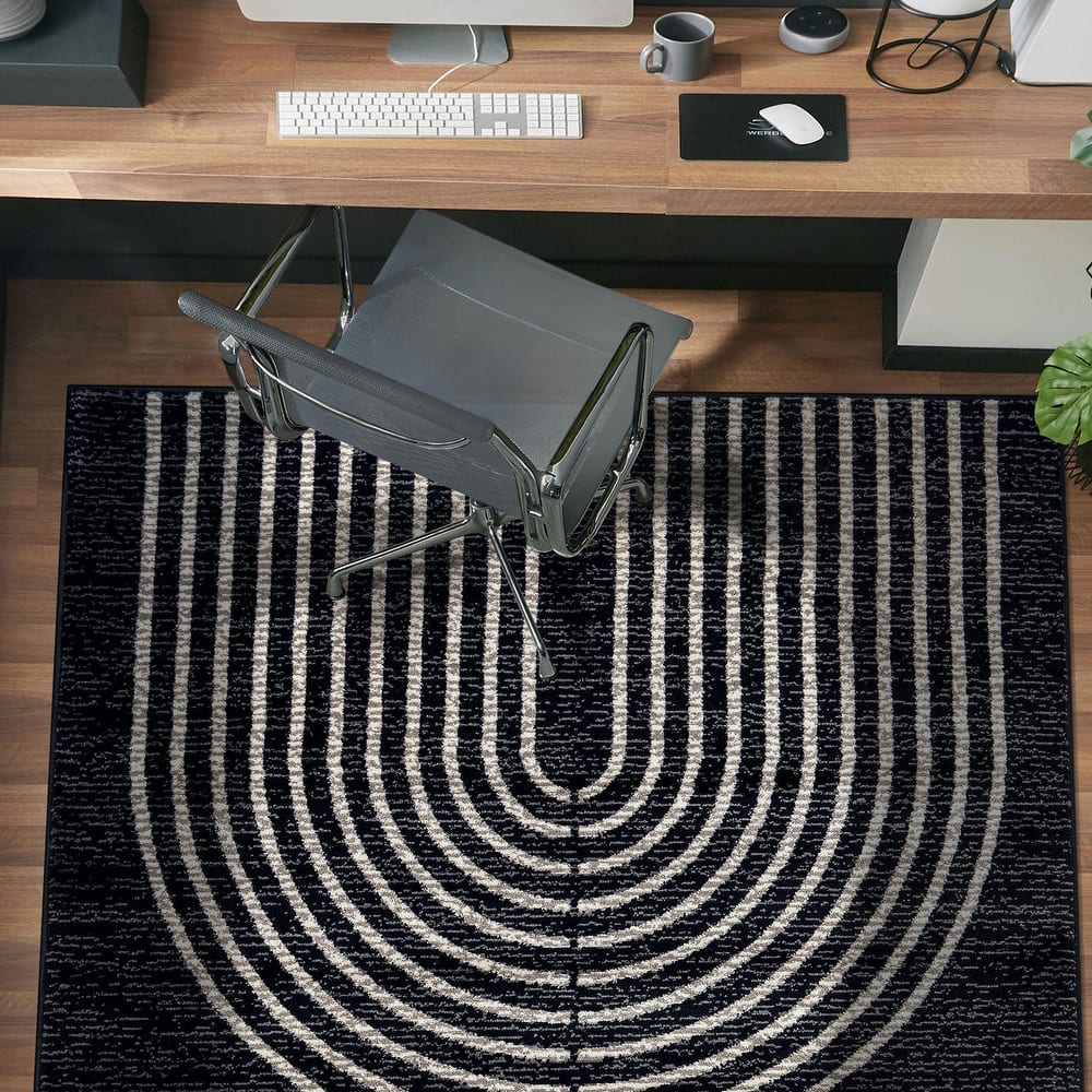 World Rug Gallery Contemporary Arch Black / Ivory / Gray Area Rug