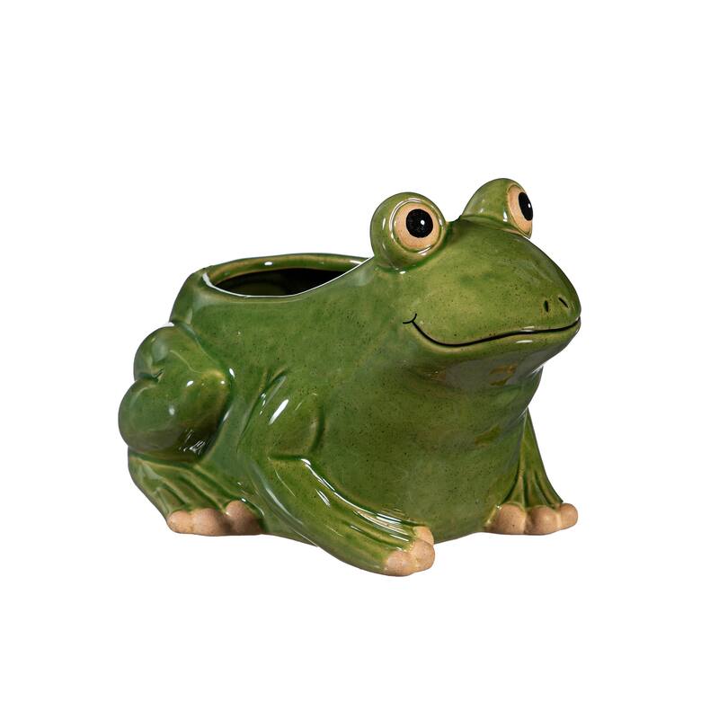 9" Ceramic Frog Planter