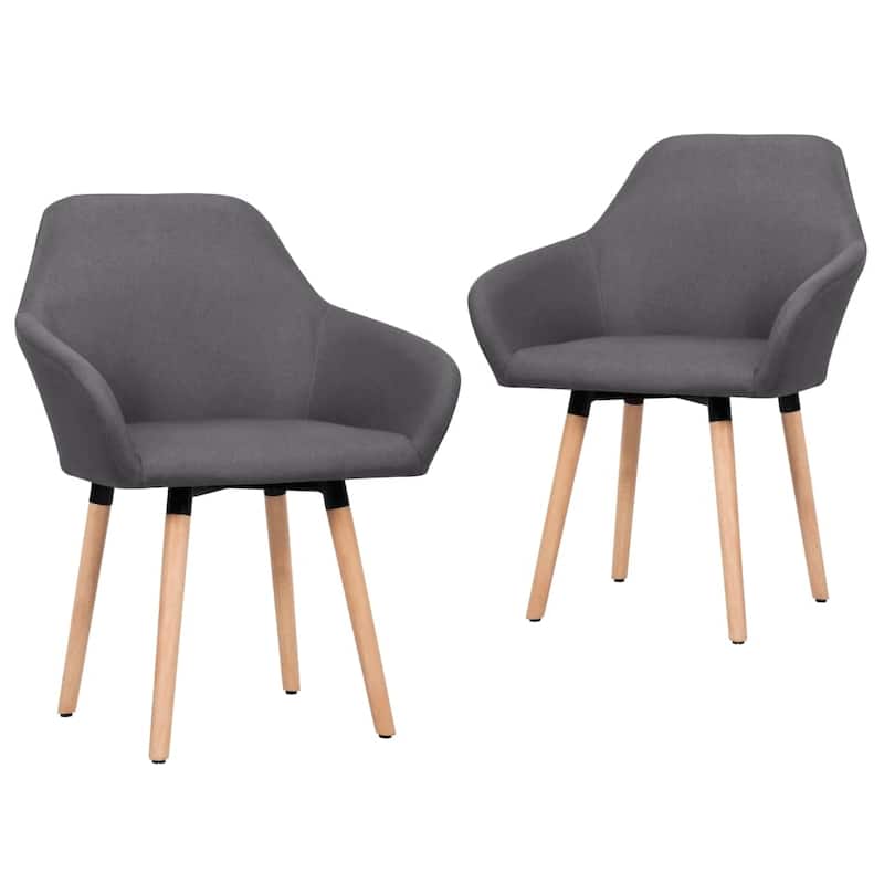 vidaXL Dining Chair Accent Upholstered Arm Chair with Solid Wood Legs Fabric - 24.4" x 21.3" x 32.9"
