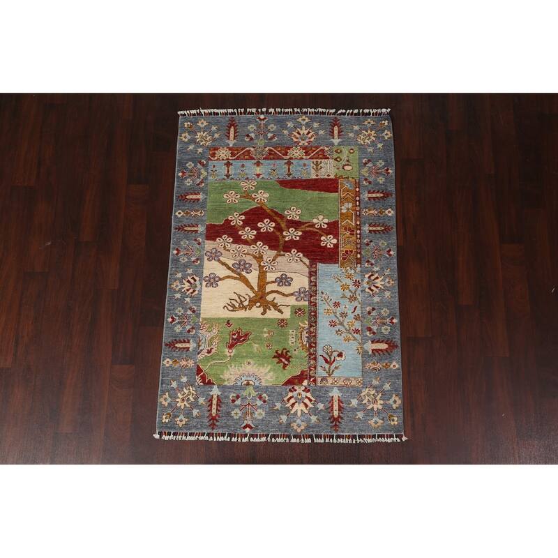 Vegetable Dye Kazak Oriental Wool Area Rug Hand-knotted Foyer Carpet - 3'11" x 5'9"