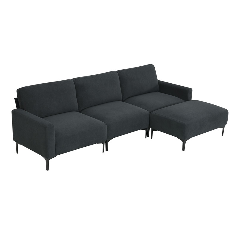 L-shape 4 Seat Sofa Set Grey Velvet Couch with Cupholder & Storage - On  Sale - Bed Bath & Beyond - 38363775