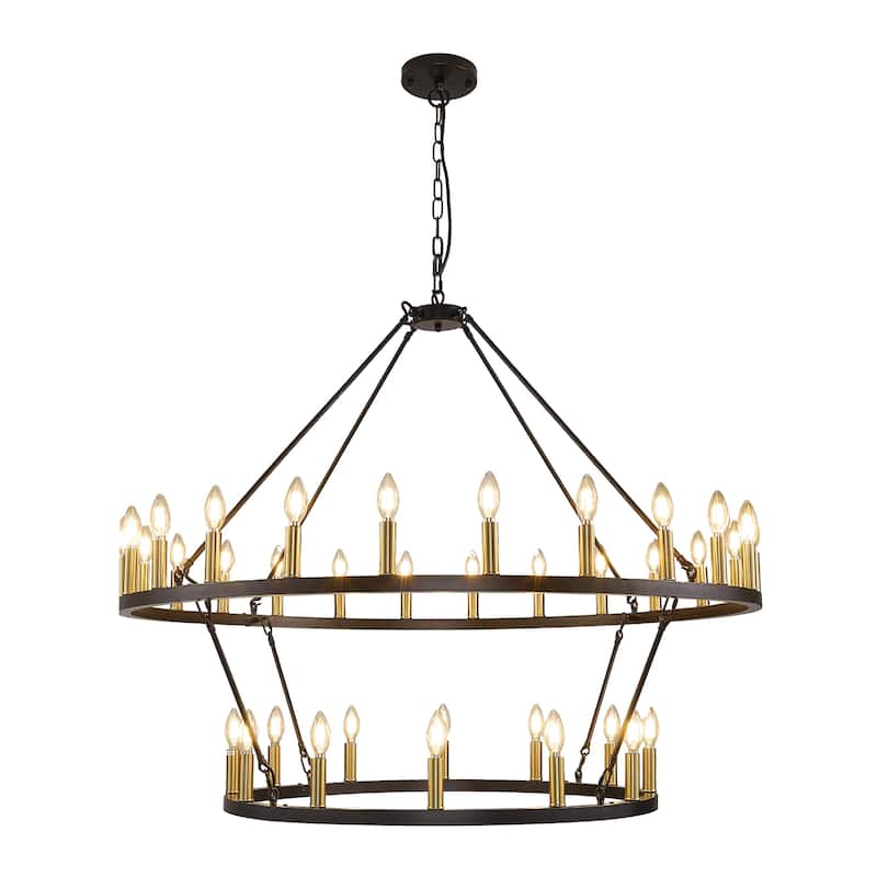36-light Modern Farmhouse 47In Round Wagon Wheel Chandelier