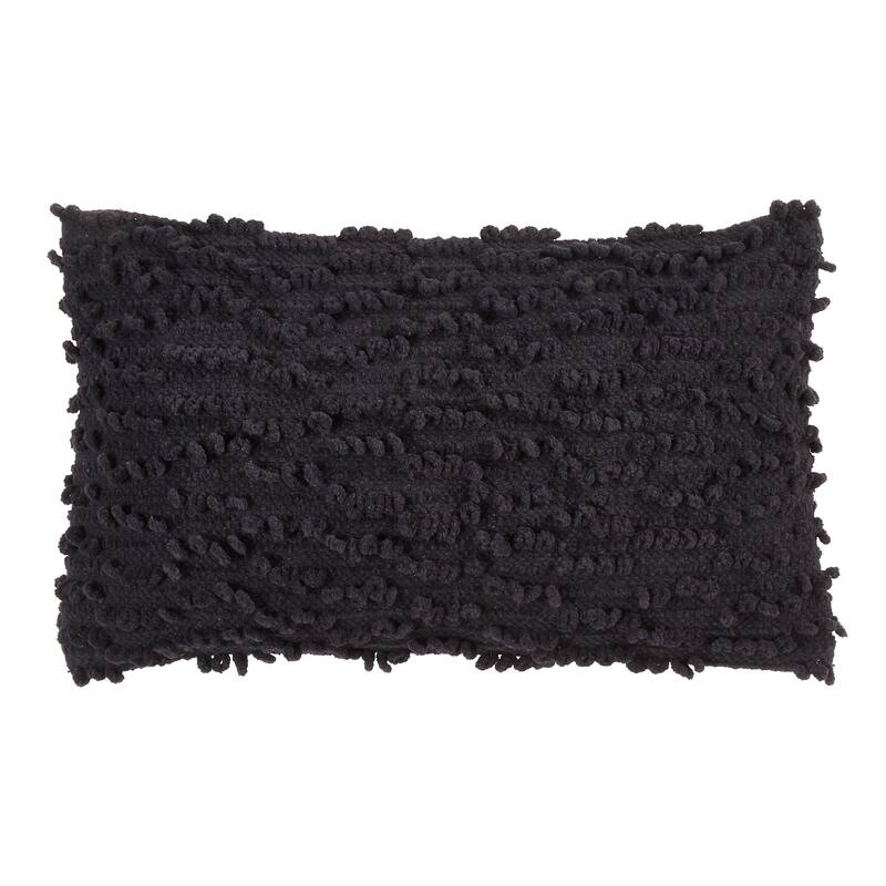 Nubby Design Down Filled Throw Pillow - Black - 12"x20"