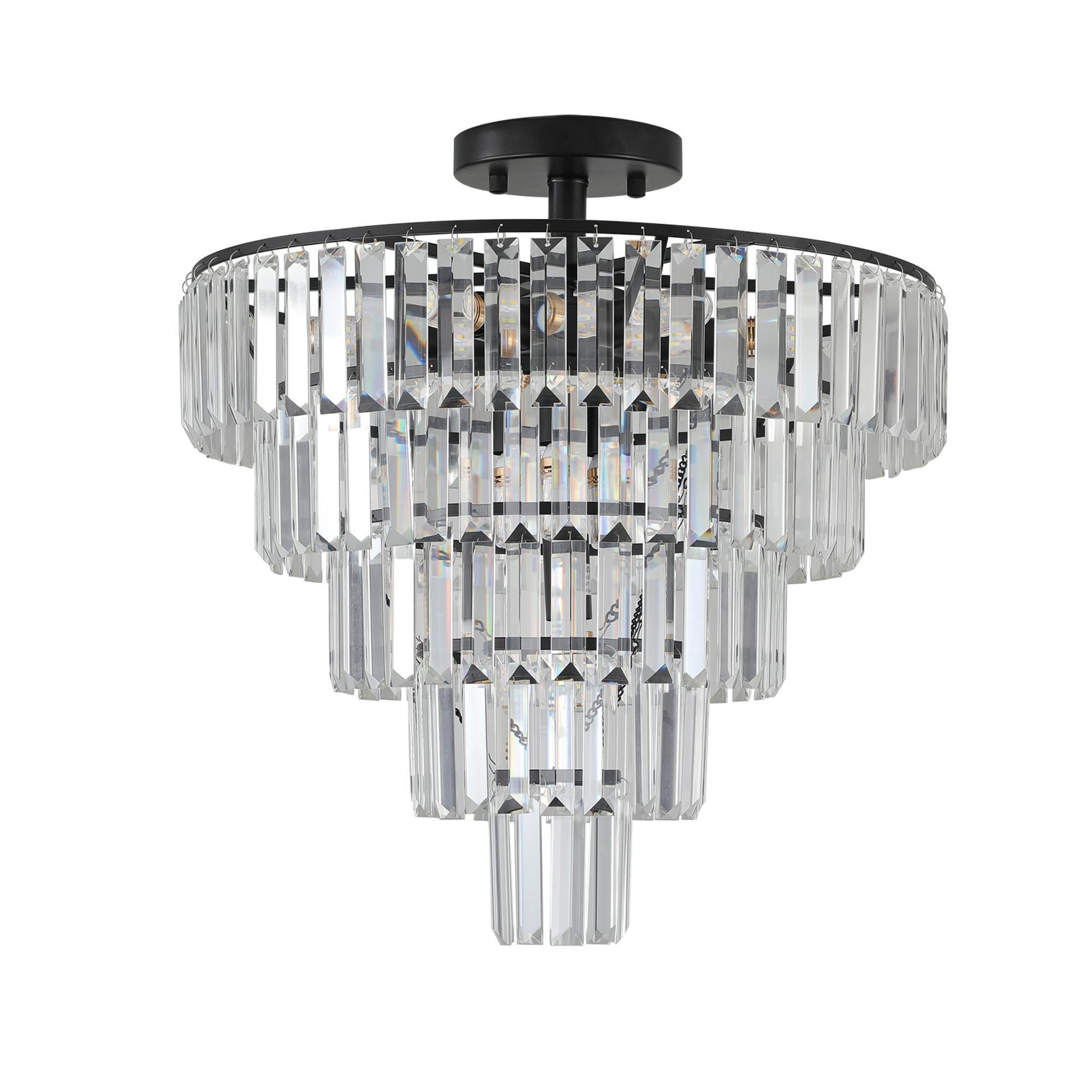 Luxury 20" Crystal Chandelier ,10-Light Flush Mount Light Fixture