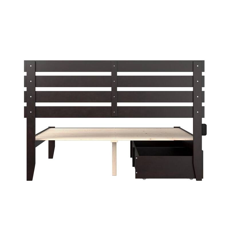 Espresso Bed with Drawers - Modern Bedroom Furniture, Storage Bed, Platform Bed