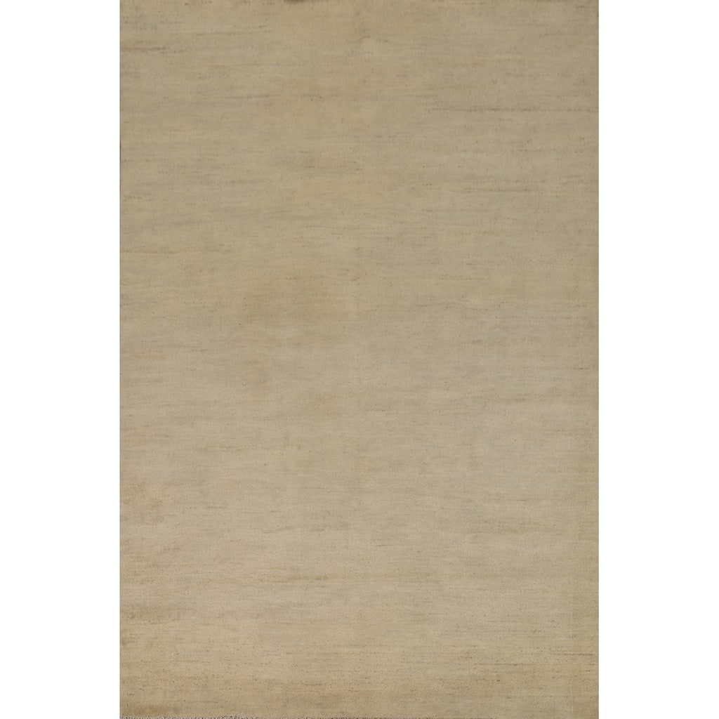 Solid Modern Gabbeh Oriental Area Rug Handmade Wool Carpet - 5'11"x 9'1"