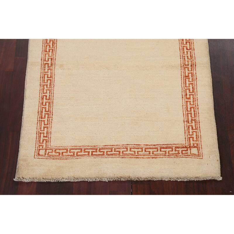 Geometric Bordered Oriental Gabbeh Kashkoli Wool Area Rug Hand-knotted - 3'1" x 5'1"