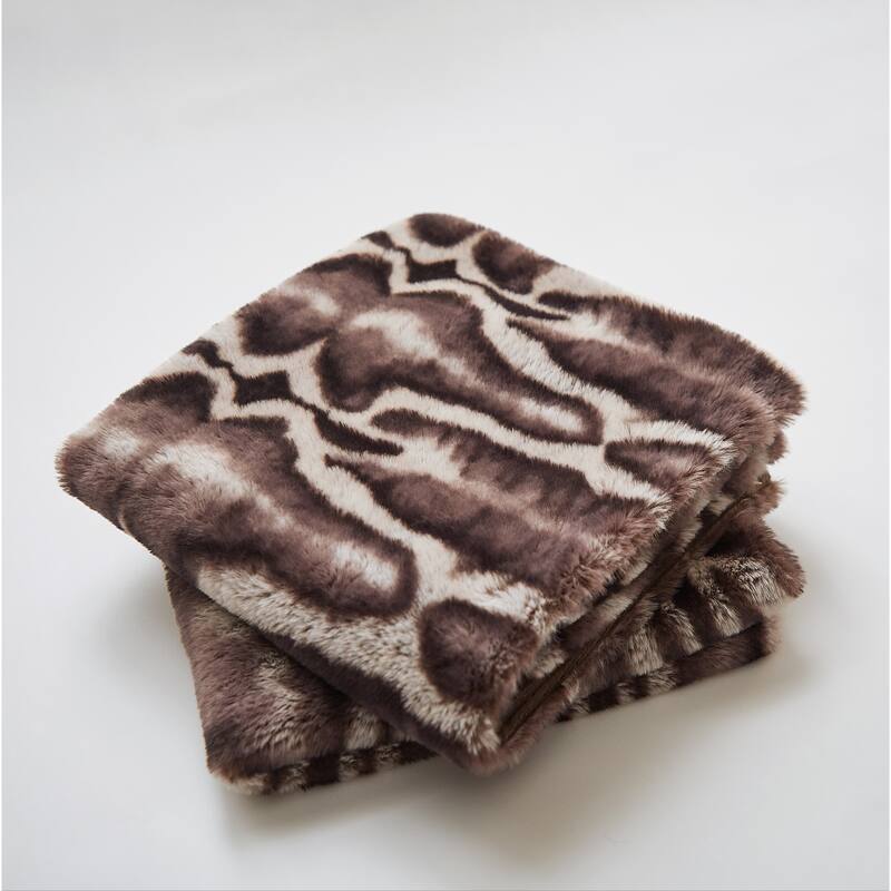Serenta Tip Print Light FauxFur Throw Pillow Shell Ottoman 4 PC Set
