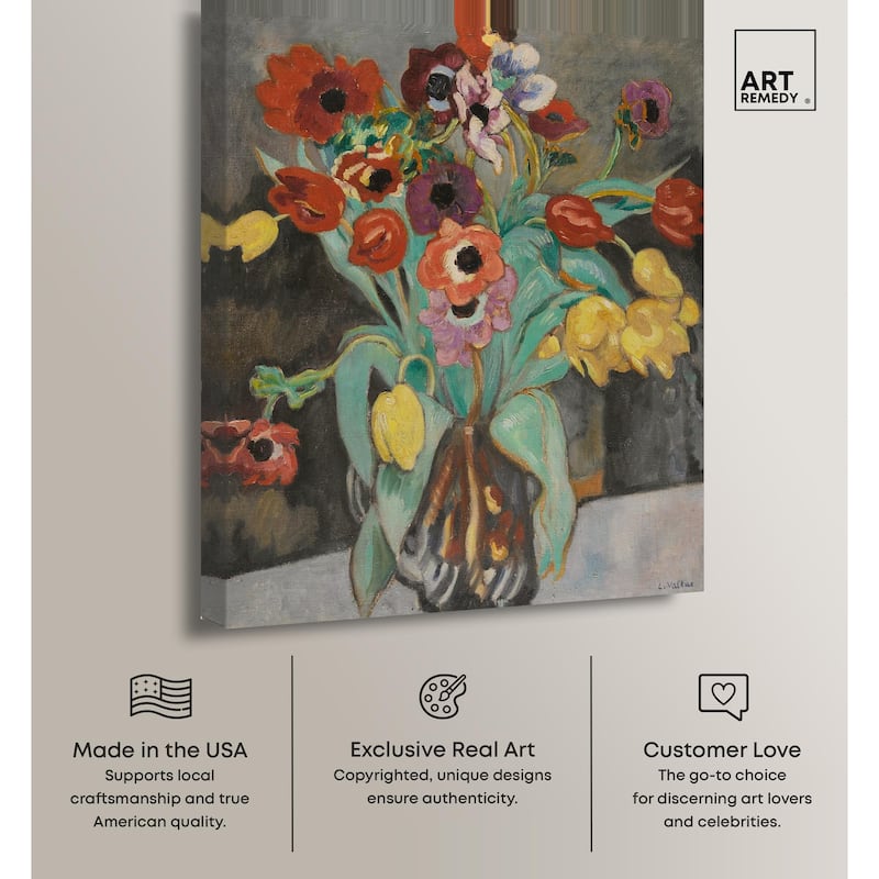 Valtat Anemones Tulipes Canvas by Art Remedy, Gallery Wrapped