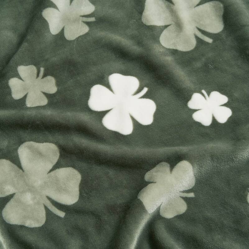 Lucky Brand Lucky Clovers Plush Throw Blankets