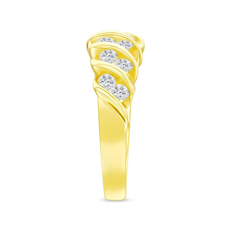 3/4ct TDW Diamond Swirling Wedding Band in 14K Yellow Gold for Women
