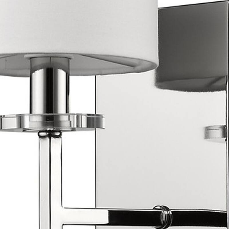 Metal Wall Sconce with White Linen Shade Dimmable LED - 6.5” x 4.75” x 11.75” (D x W x H)