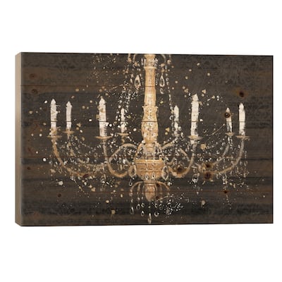 Grand Chandelier Black I Print On Wood by James Wiens - Multi-Color