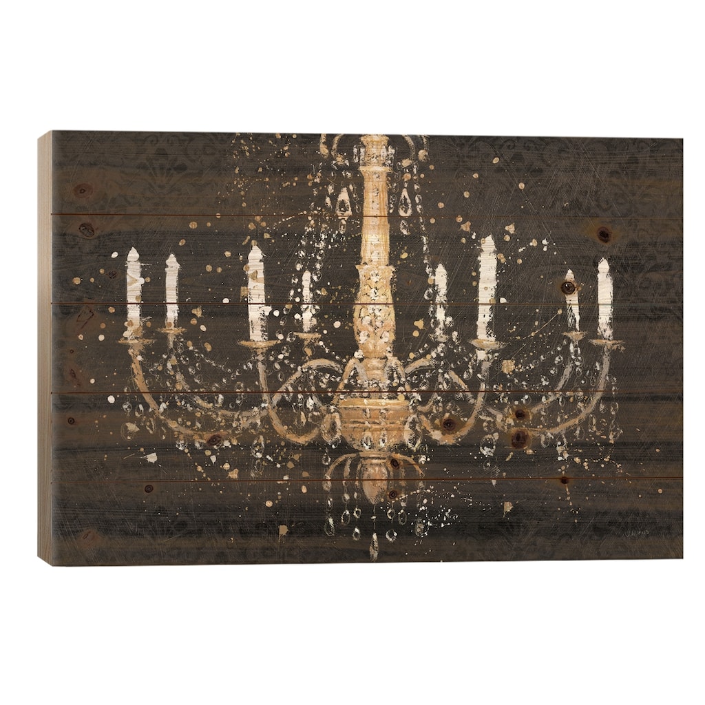 Grand Chandelier Black I Print On Wood by James Wiens - Multi-Color
