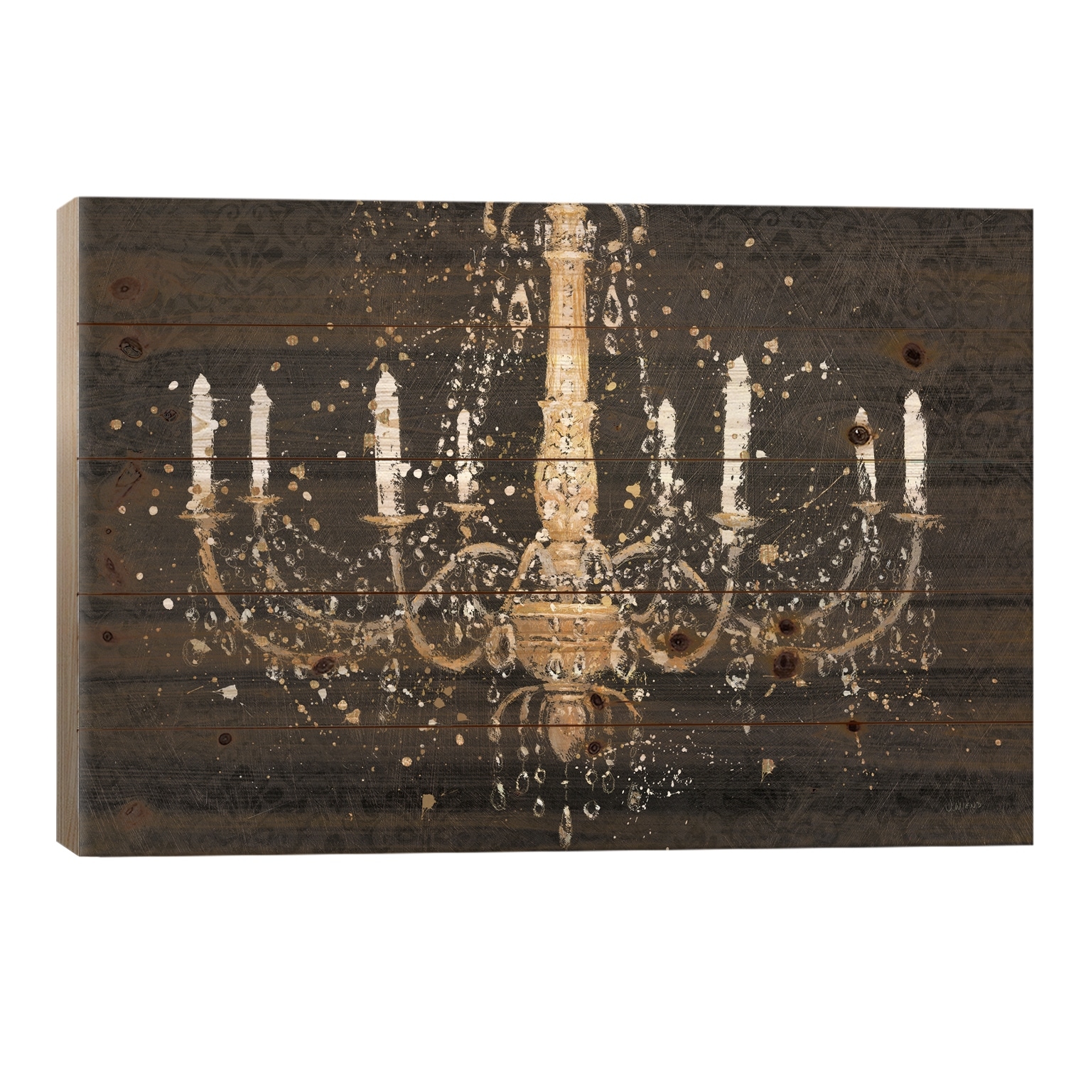 Grand Chandelier Black I Print On Wood by James Wiens - Multi-Color
