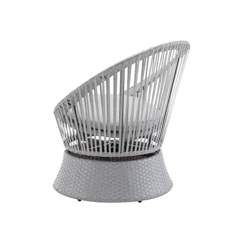 Modern Swivel Wicker Lounge Chair with Rattan and Iron Frame