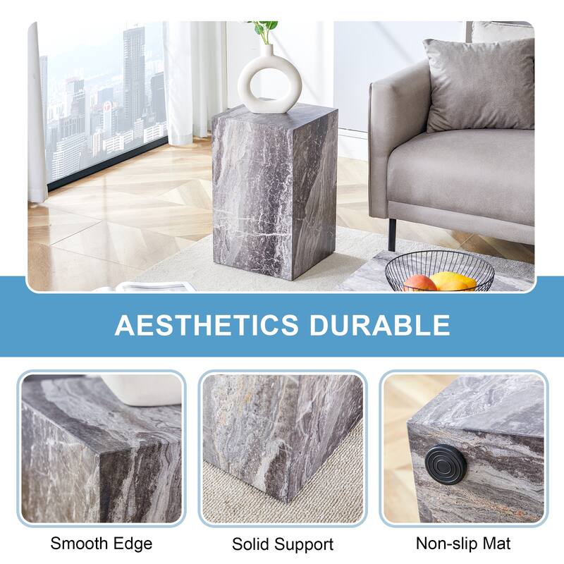 Roomfitters Rectangular MDF Coffee Table with Gray Texture Finish, Stylish Modern Accent for Living Room Decor, Grey