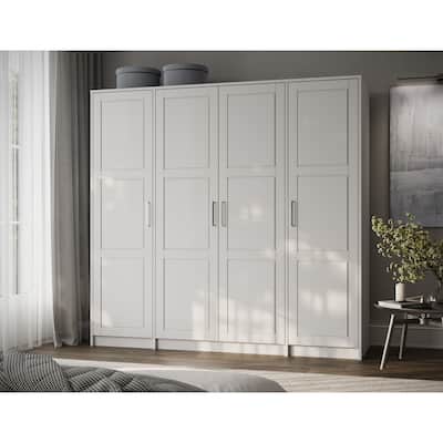 Palace Imports 100% Solid Wood Urban 4-door Wardrobe with Solid and Mirrored Doors